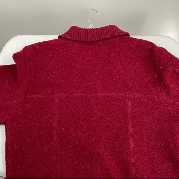 Paraphrase 100% Boiled Wool Burgundy Snap Knit Collar Snap Sleeve Jacket Shacket - Picture 7 of 11